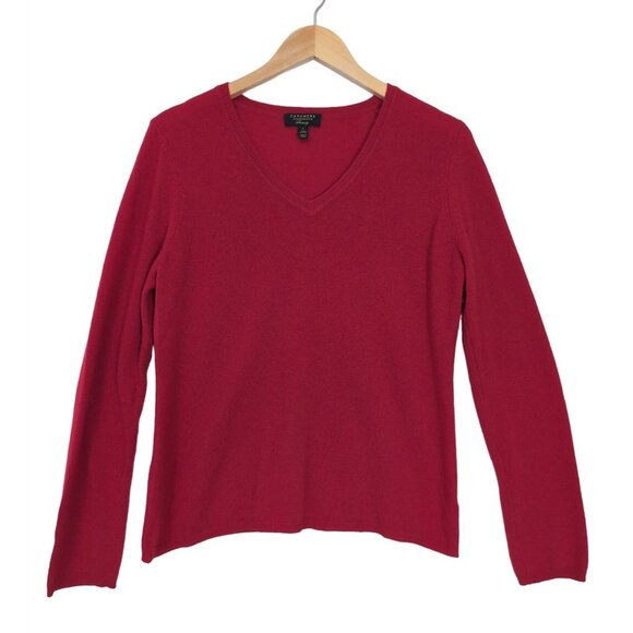 Charter Club Cashmere Sweater Womens L Red V-Neck Long Sleeve Soft Cozy Classic - Picture 1 of 5